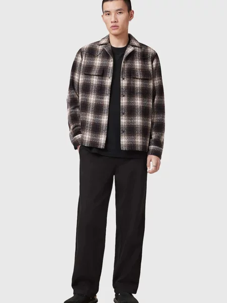 AllSaints pantaloni din amestec de in HANBURY barbati drept negru