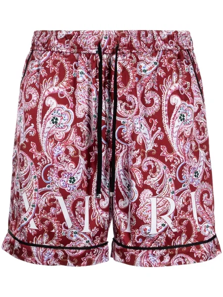 Pantaloni scurți Amiri cu imagine cu model paisley cu cordon roșu
