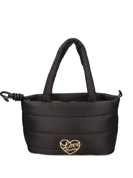 Geantă Love Moschino cu motiv cu inimi negru
