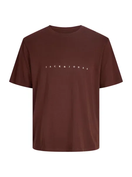 JACK & JONES Tricou JJEStar ciocolatiu alb