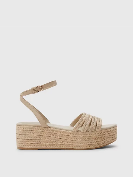 Лляні Сандалії Tommy Hilfiger бежевий