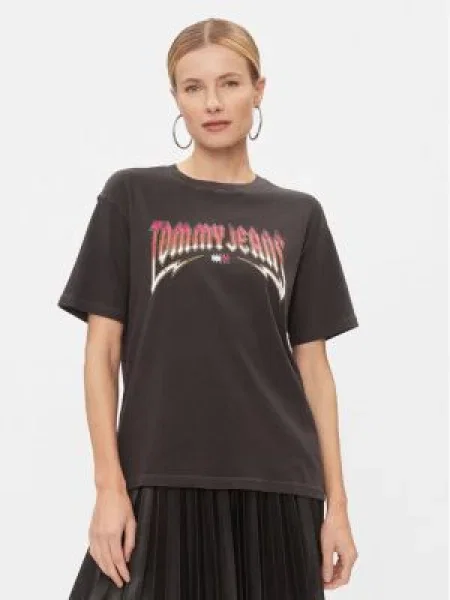 Tommy Jeans Tricou WASHED TJ ROCK | Relaxed fit negru