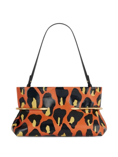 Geantă plic Givenchy din piele cu imagine cu model leopard portocaliu