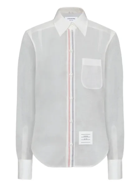 Cămașă Thom Browne de mătase cu dungi alb