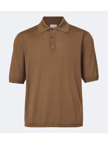 Tricou polo Saint Laurent de lână maro