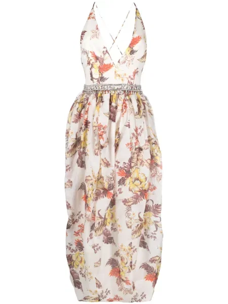 Rochie midi Zimmermann cu model floral cu imagine până la genunchi