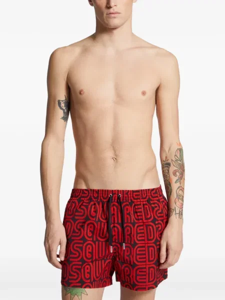 Slip de baie Dsquared2 cu autograf negru