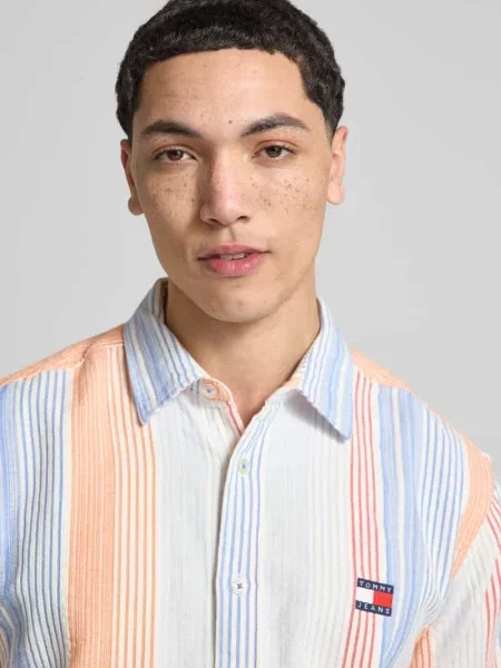 Koszula casual o kroju relaxed fit z czystej bawełny Tommy Jeans pomarańczowa