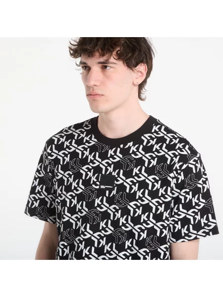 T-shirt Karl Lagerfeld Jeans Reg Ss Monogram Aop Tee Outline Monogram Aop Black M μαύρο