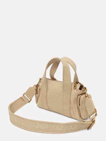 Calvin Klein Torebka Webbing Strap Canvas Pocket Bag beżowy