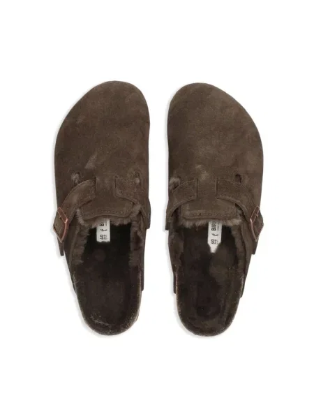 Klapki Birkenstock zamszowe brązowe