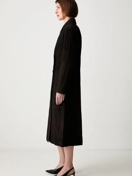 Rotate SUEDE LONG διπλής όψης παλτό δερμάτινο σουέτ γυναικείο καφέ