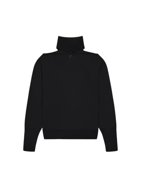 Sweter z golfem Courreges wełniany do golfa czarny