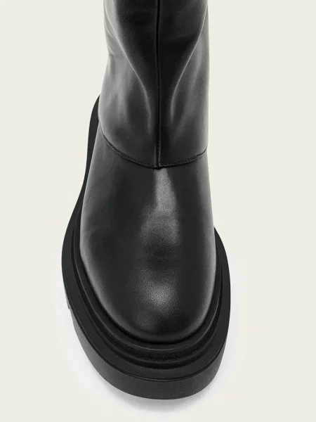 Кожаные сапоги Allsaints на платформе черные