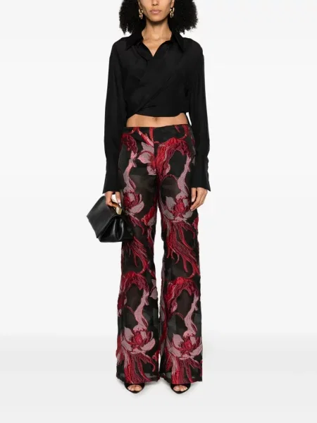 Gėlėtos kelnės Alberta Ferretti juoda