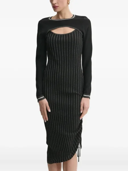 Rochie midi Liu Jo cu dungi până la genunchi de costum negru