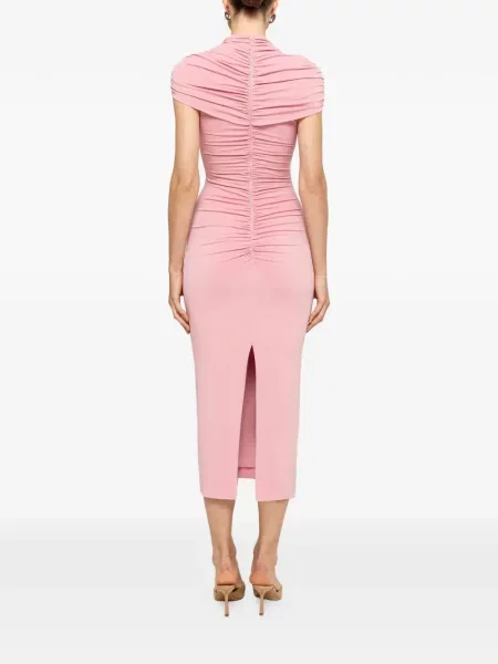 Rochie midi Nissa cu volane roz