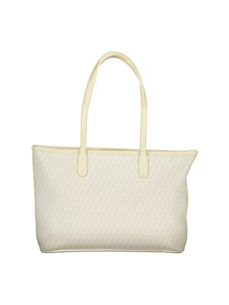Lniana shopperka Valentino Bags beżowa