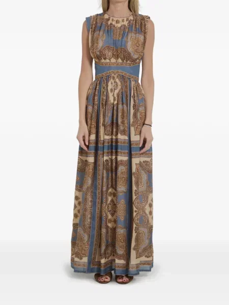 Rochie maxi Zimmermann cu imagine cu model paisley albastru
