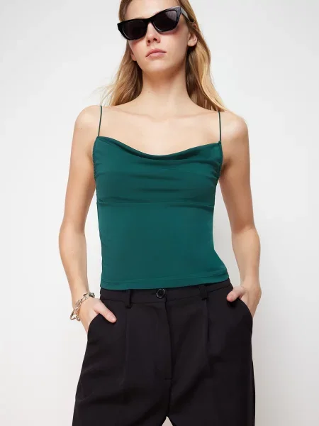 Gulerat bluză Trendyol tricotate verde