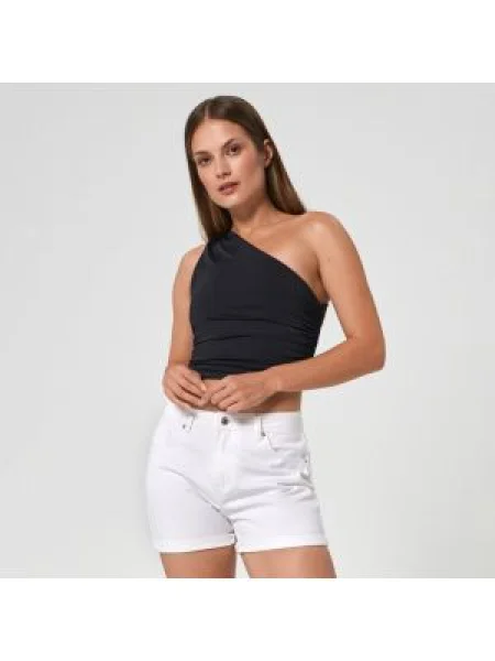 Sinsay Džínové kraťasy high waist Bílá