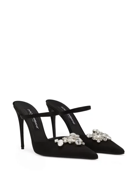 Papuci tip mules Dolce & Gabbana de cristal negru