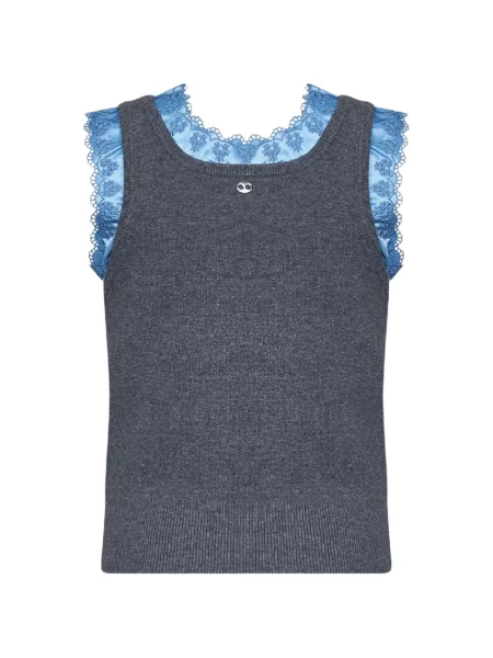 Pulover Rabanne cu broderie din satin gri