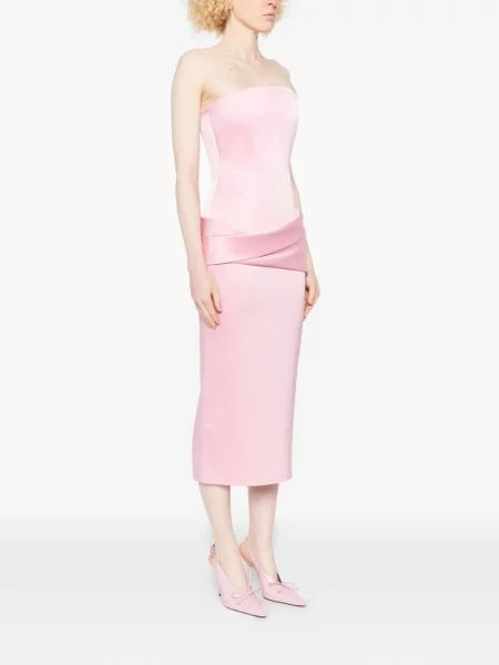 Sukienka Alex Perry drapowana bez ramiączek garniturowa różowa