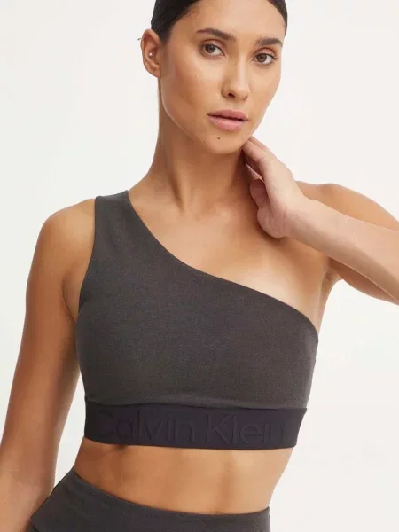 Спортен сутиен Calvin Klein Performance с меланжов десен черно