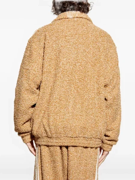 Prugasti prsluk Adidas od flisa s vezicama crvena