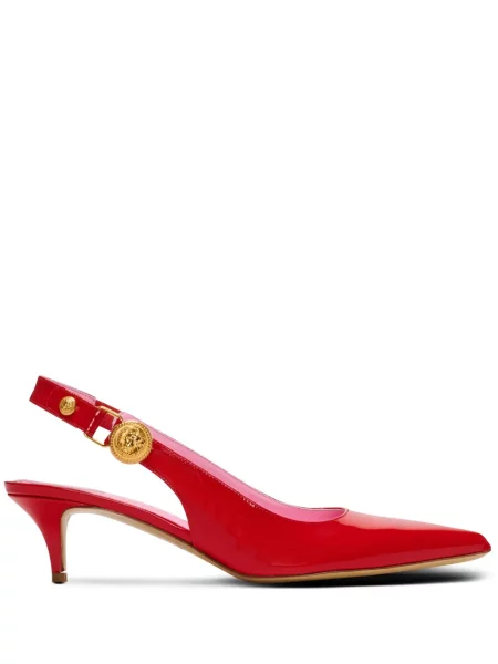 Pantofi cu toc Balmain din piele de lac slingback roșu