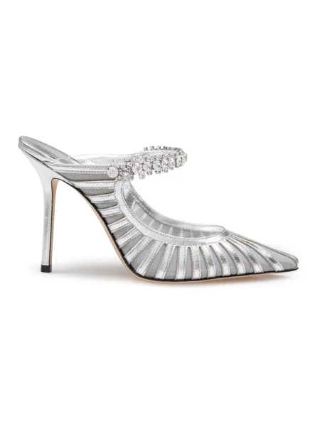 Klapki Jimmy Choo tiulowe szare