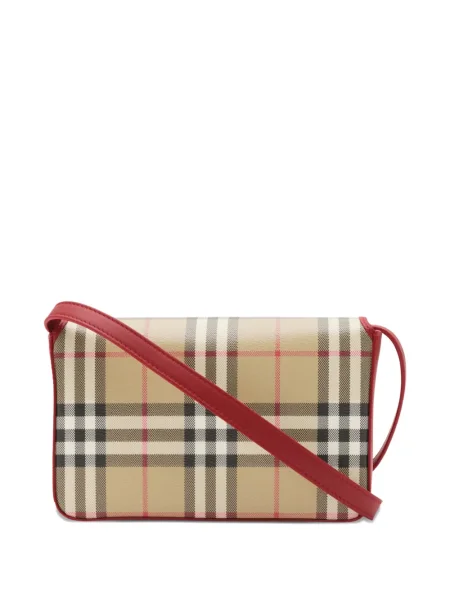 Кожена карирана кожена чанта Burberry