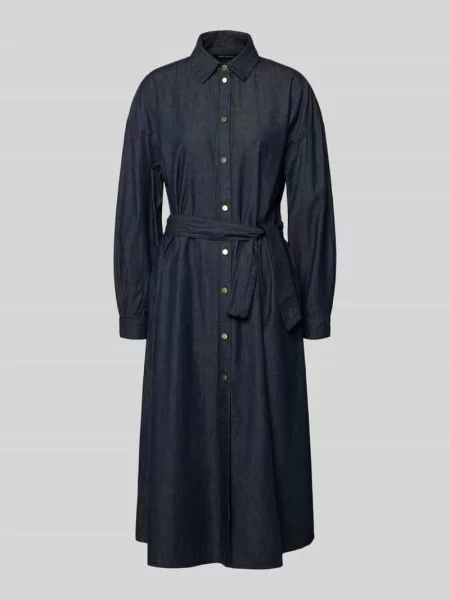 Sukienka koszulowa z tkaniny stylizowanej na denim z wiązanym Armani Exchange niebieska