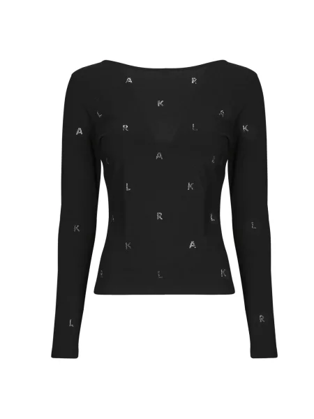 Nosorogov kamen majica z dolgimi rokavi Karl Lagerfeld z dolgimi rokavi odprt hrbet črna