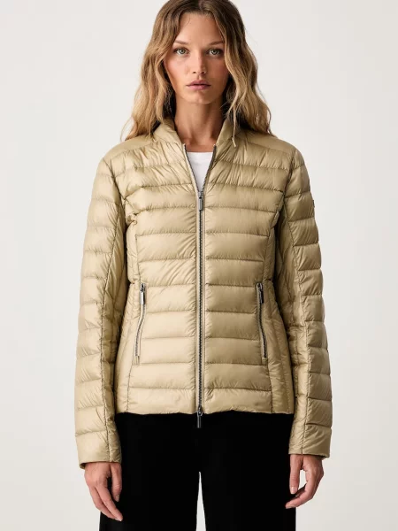 Armani Exchange geacă cu puf pentru femei bej