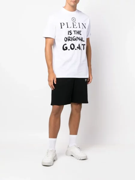 Raštuotas trumpas marškinėliai Philipp Plein balta