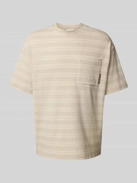 T-shirt z kieszenią na piersi Calvin Klein Jeans beżowa