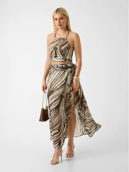 Spódnica mini Guess klasyczna brązowa