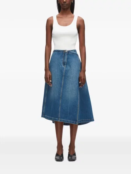 Fustă din denim 3.1 Phillip Lim asimetrică albastru