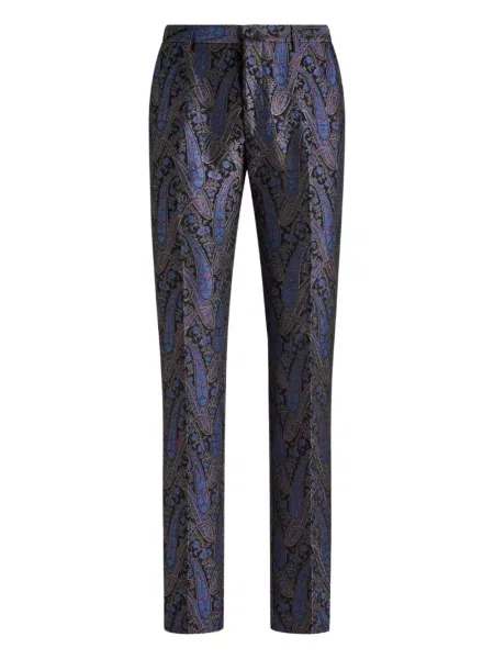 Pantaloni Etro cu model paisley albastru