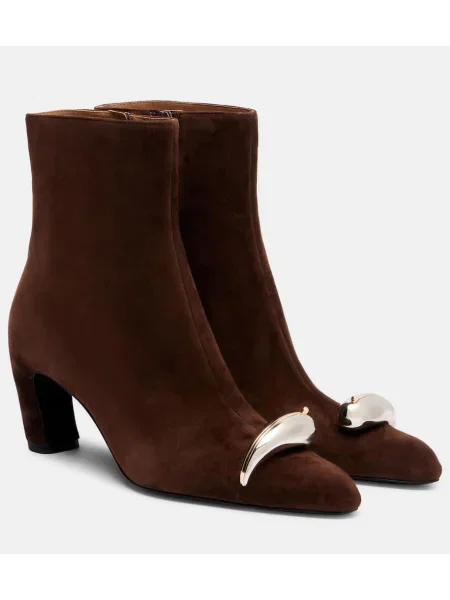 Cizme scurte Tory Burch din piele de căprioară maro