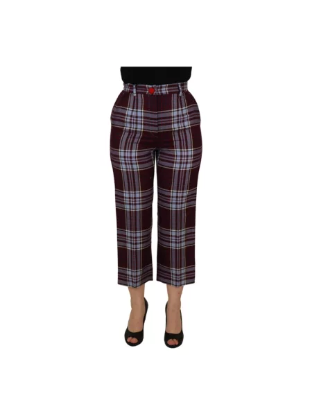 Wielobarwność spodnie Dolce And Gabbana z wysoką talią w kratkę