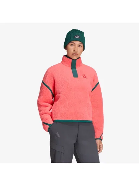 Hanorac sport Adidas Performance din fleece verde