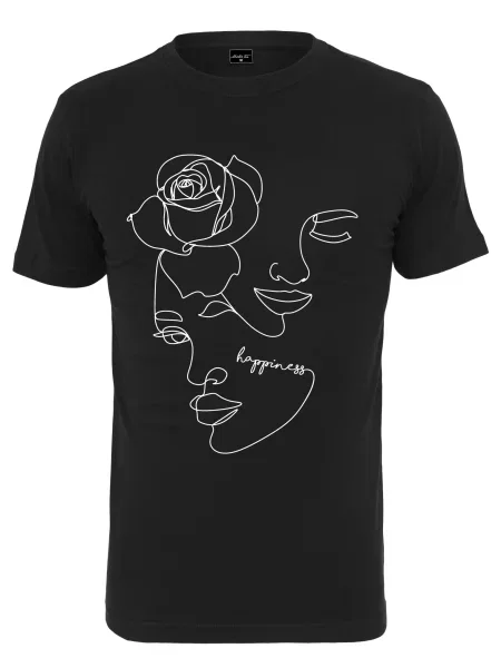 Merchcode Tricou One Line Rose / alb negru