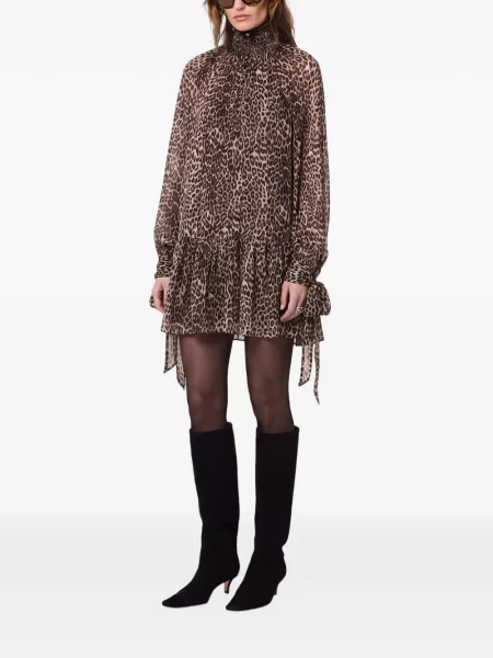 Rochie mini Nicholas cu imagine cu model leopard maro