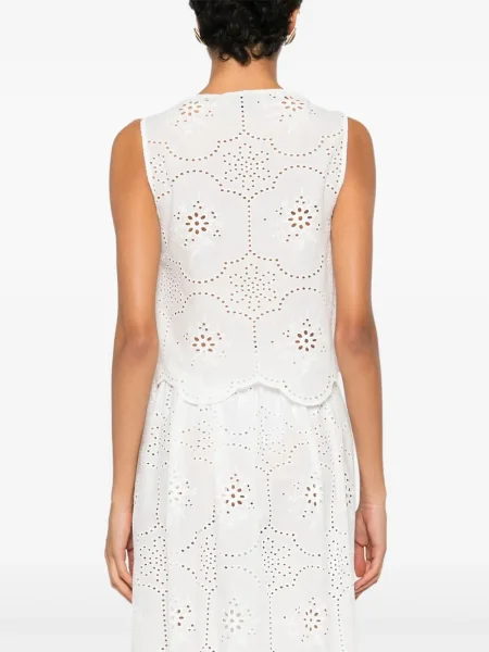 Top Matteau cu broderie alb
