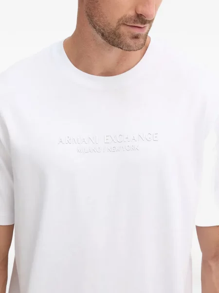 Tricou Armani Exchange cu autograf alb