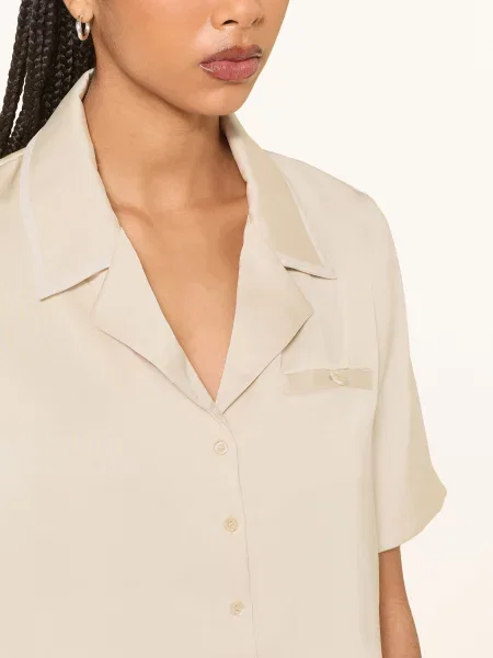 Claudie Pierlot Krótka Bluzka Z Satyny beige beżowa