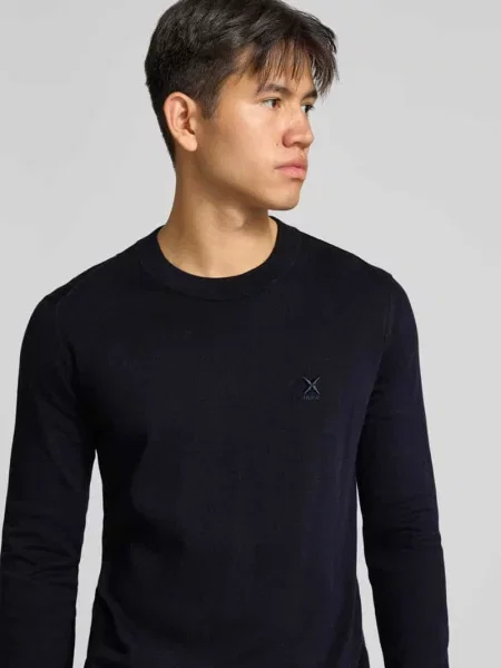 Sweter w kroju regular fit z mieszanki bawełny model San Celio' Hugo Blue granatowy